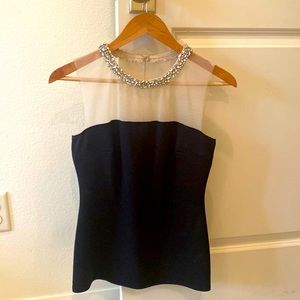 Bailey 44 dressy top with mesh/rhinestones.